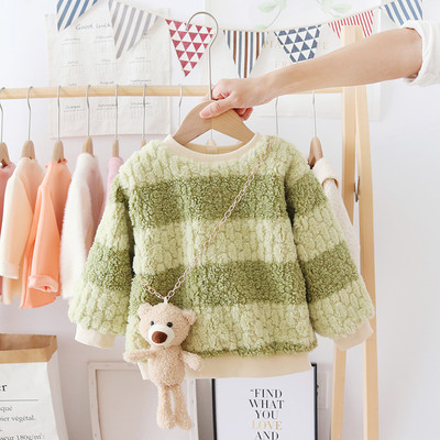 Детски зимен пуловер за момичета с овално деколте