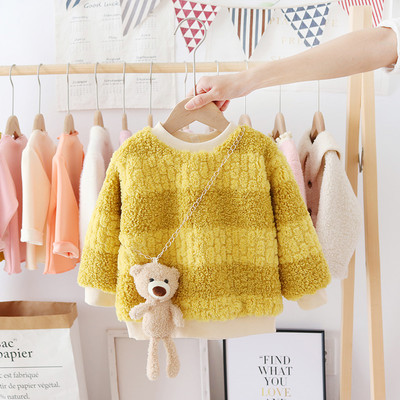 Детски зимен пуловер за момичета с овално деколте