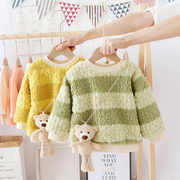 Детски зимен пуловер за момичета с овално деколте