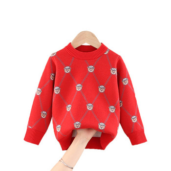 Παιδικό πουλόβερ χειμερινό  κατάλληλο για κορίτσια σε κόκκινο και μπλε χρώμα