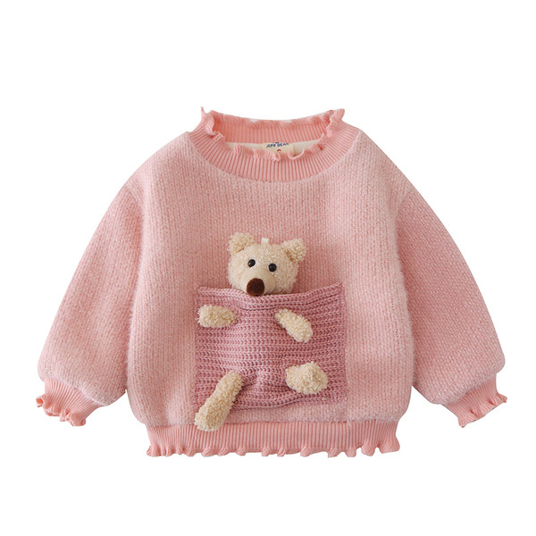 Novi model dječjeg džempera za djevojčice sa džepom i 3D ukrasom