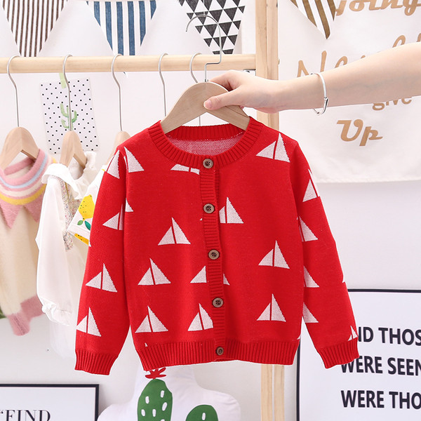 Zimski prsluk za djevojčice u plavoj i crvenoj boji sa geometrijskim oblicima