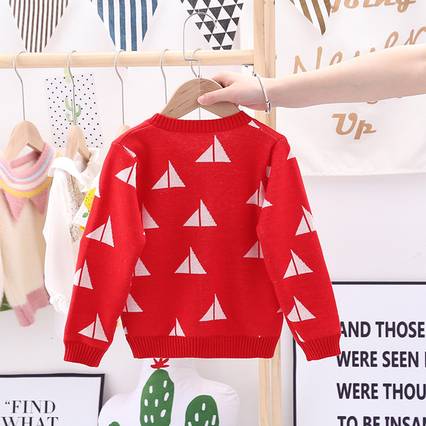 Zimski prsluk za djevojčice u plavoj i crvenoj boji sa geometrijskim oblicima