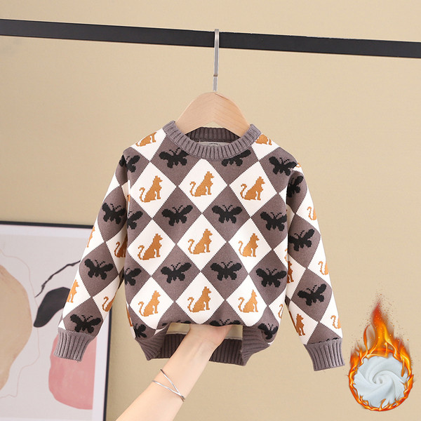 Topli dječji džemper za djevojčice u dvije boje sa šarenim uzorkom