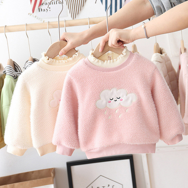 Punasti dječji pulover za djevojčice s vezom - nekoliko modela