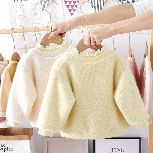 Moderan dječji pulover za djevojčice s ovalnim izrezom i vezom