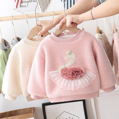 Παιδικό μαλακό πουλόβερ για κορίτσια με στρογγυλή λαιμόκοψη - τρία μοντέλα