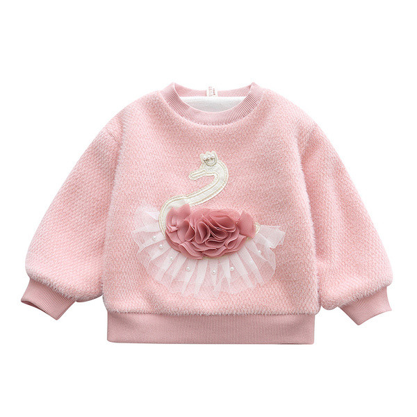 Dječji mekani pulover za djevojčice s okruglim izrezom - tri modela