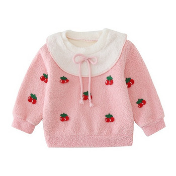Μοντέρνο παιδικό πουλόβερ για κορίτσια με κορδέλα και τρισδιάστατα στοιχεία