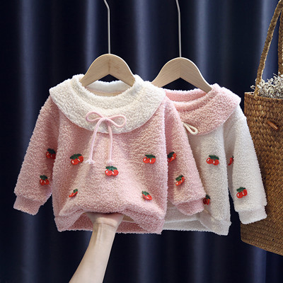 Μοντέρνο παιδικό πουλόβερ για κορίτσια με κορδέλα και τρισδιάστατα στοιχεία