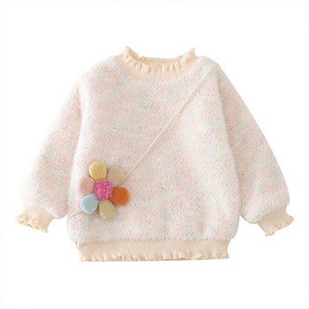 Μοντέρνο παιδικό πουλόβερ με τρισδιάστατο στοιχείο - για κορίτσια