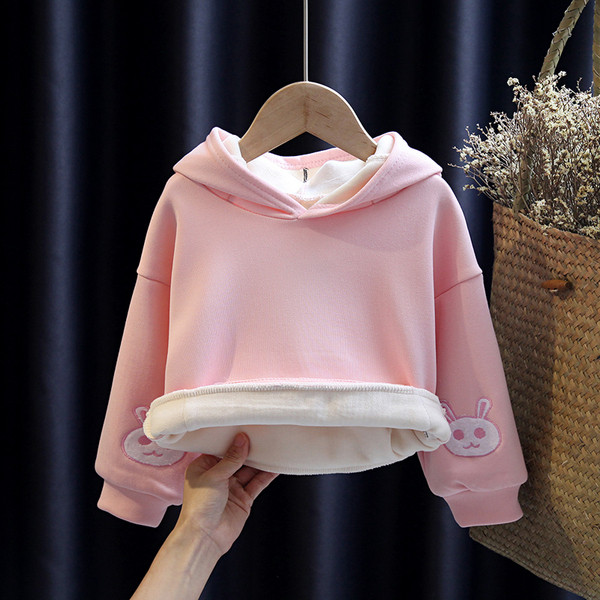 Sportska dječja majica za djevojčice s 3D elementima na kapuljači