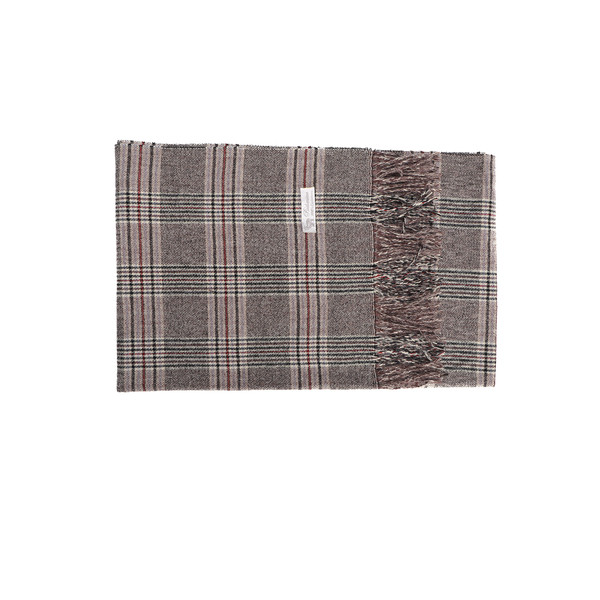 Karirani ženski šal retro stila s resama i amblemom