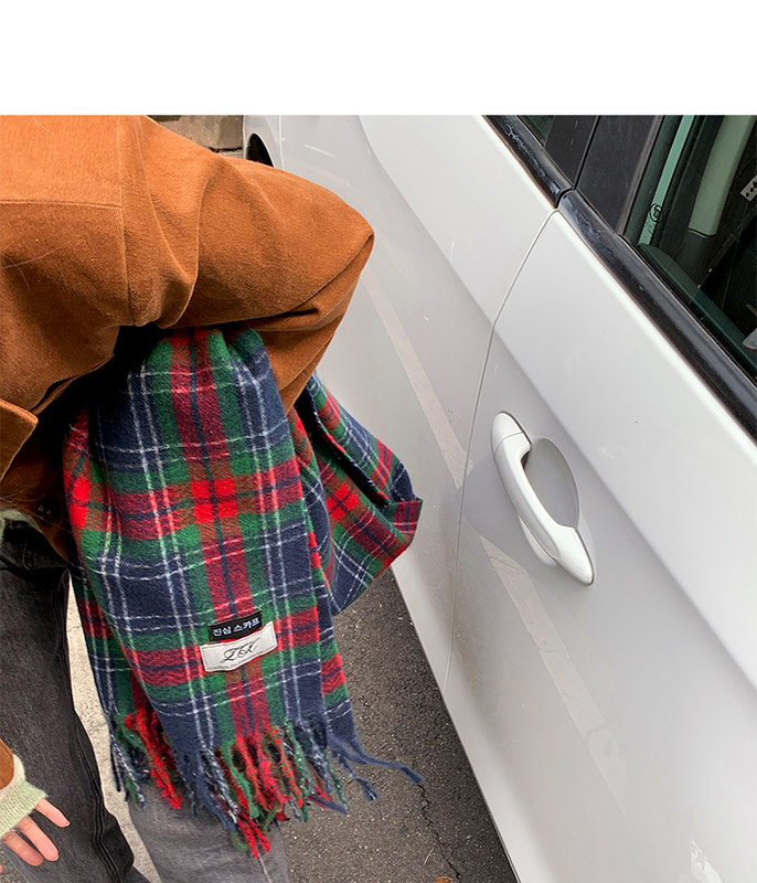 Ženski zimski karirani šal s resama