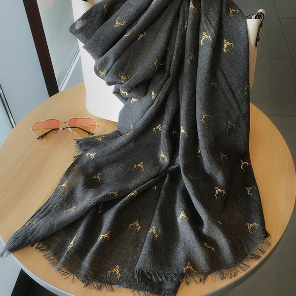 Casual laneni ženski šal s uzorkom u više boja