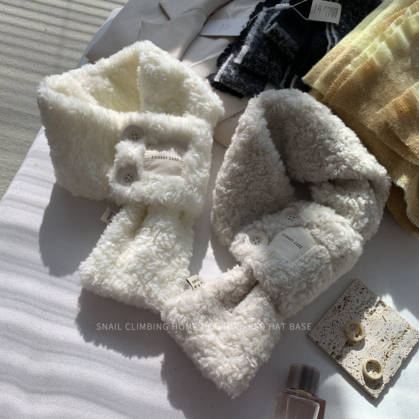 Ženski kratki šal, za zimski ovratnik s gumbima od mekane tkanine