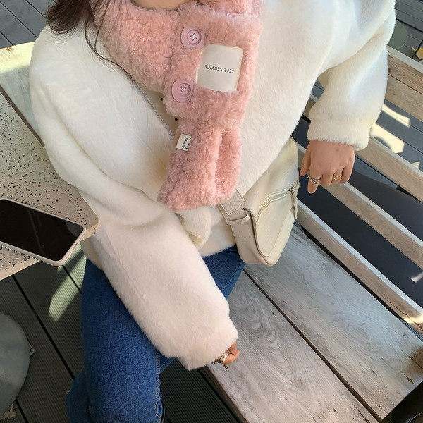 Ženski kratki šal, za zimski ovratnik s gumbima od mekane tkanine