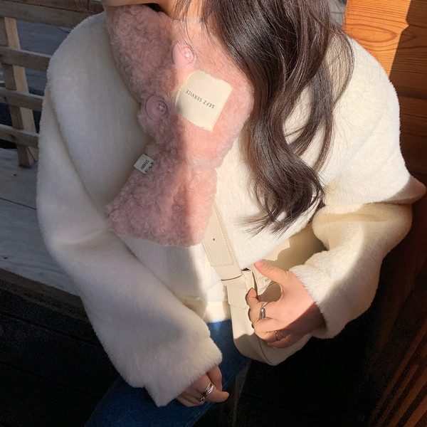 Ženski kratki šal, za zimski ovratnik s gumbima od mekane tkanine