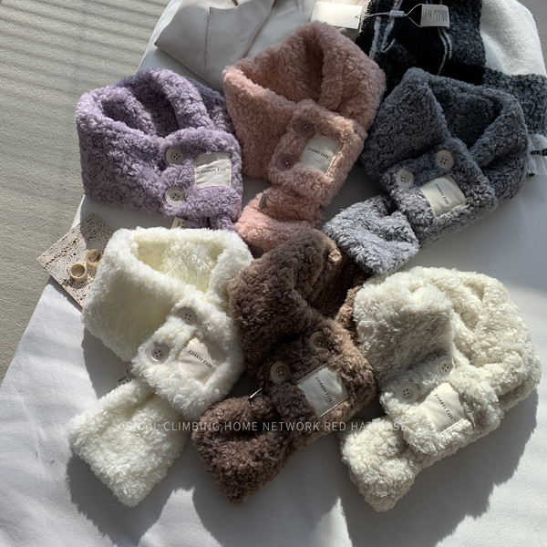 Ženski kratki šal, za zimski ovratnik s gumbima od mekane tkanine