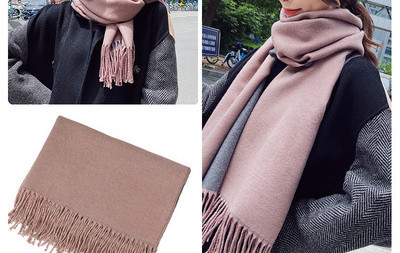 Dvobojni ženski šal za zimu sa resama