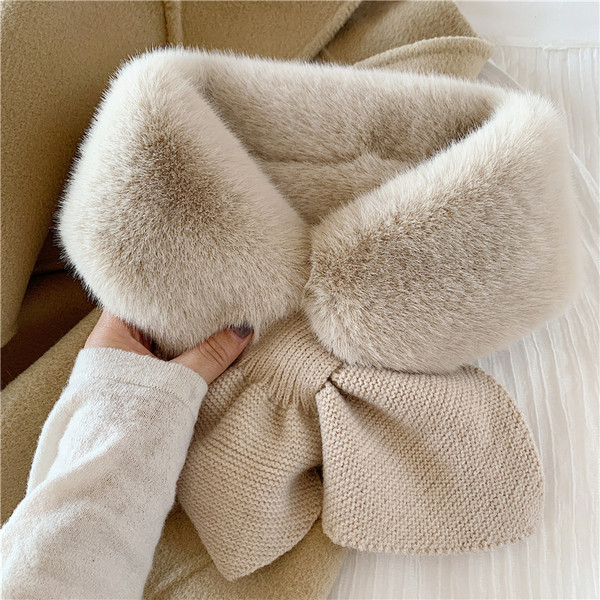 Stilīga, pūkaina sieviešu šalles apkakle ar lenti