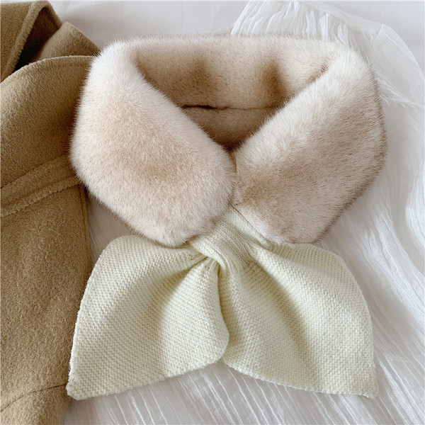 Stilīga, pūkaina sieviešu šalles apkakle ar lenti