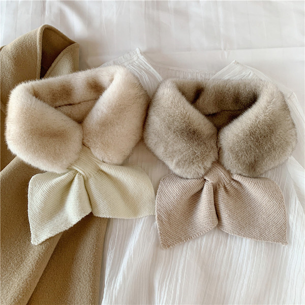 Stilīga, pūkaina sieviešu šalles apkakle ar lenti