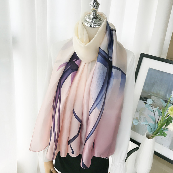 Eșarfă de damă modernă din mătase în culori irizate