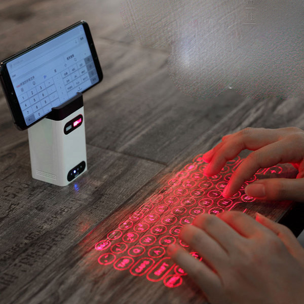 Pocket virtual keyboard with laser projection Bluetooth connectivity - compatible with Andriod and iOS supporting phone charging function