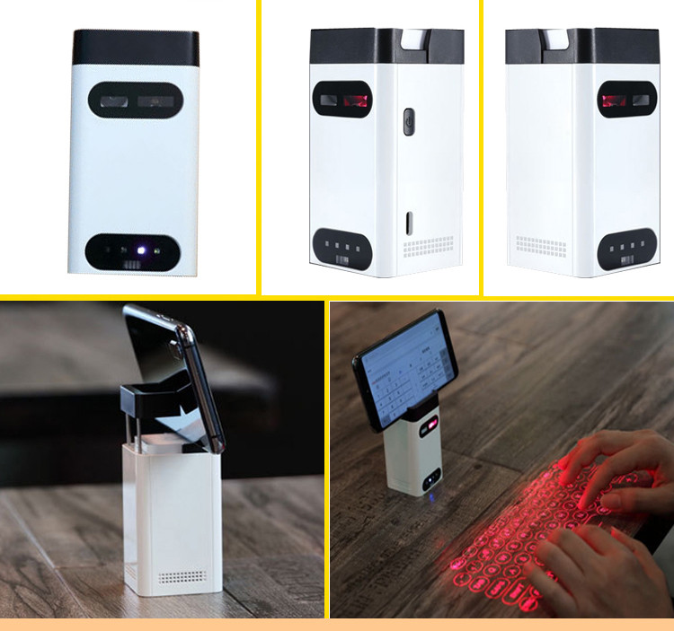 Kišeninė virtuali klaviatūra su lazerine projekcija Bluetooth jungtis – suderinama su Andriod ir iOS palaikančiomis telefono įkrovimo funkcija