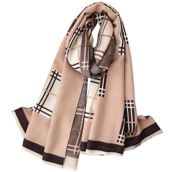 Ženski karirani šal smeđe boje