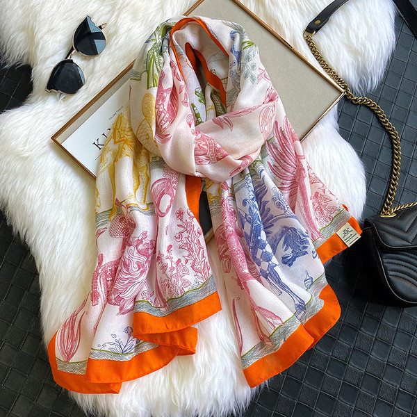 Női színes sál téglalap alakú