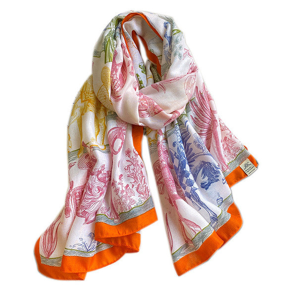 Női színes sál téglalap alakú