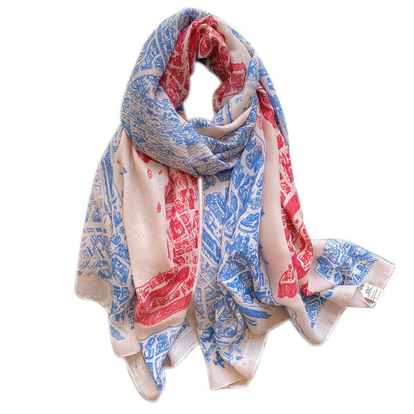 Modern női sál színes nyomattal