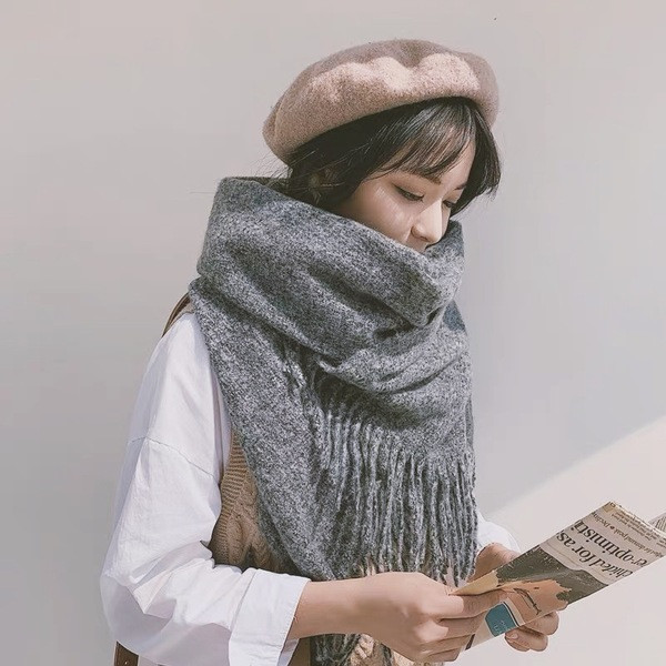 Alkalmi női téli sál, rojtokkal, három színben