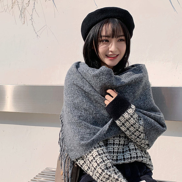 Alkalmi női téli sál, rojtokkal, három színben