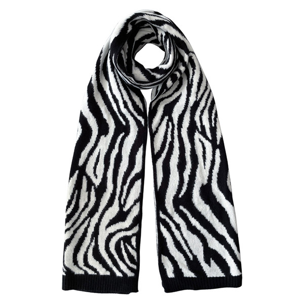 Aktuális női kötött sál zebra mintával