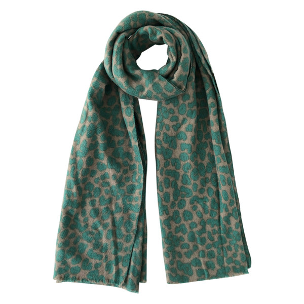 Veliki ženski šal s leopard uzorkom u zelenoj boji