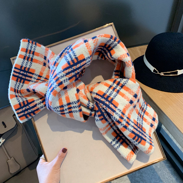 Női téli gyapjú sál színes mintával