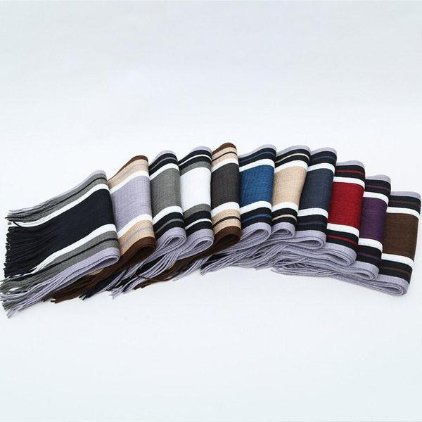 Csíkos férfi sál rojtokkal