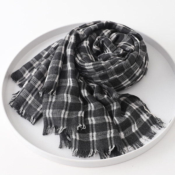 Alkalmi férfi kockás sál, rojtokkal, télre