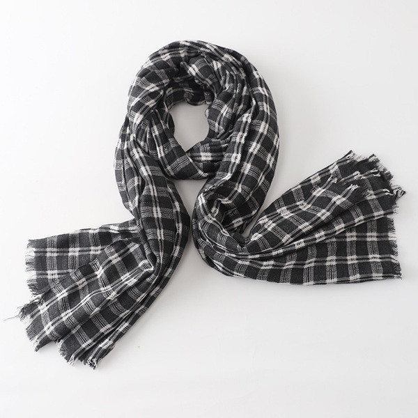 Alkalmi férfi kockás sál, rojtokkal, télre