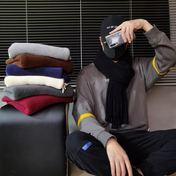 Téli férfi meleg sál rojtokkal több színben