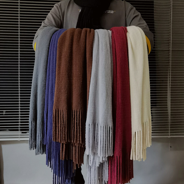 Téli férfi meleg sál rojtokkal több színben