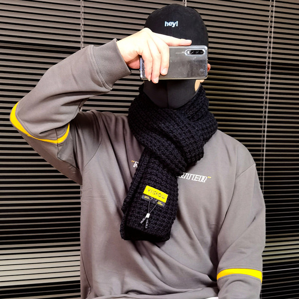 Hétköznapi téli kötött sál három színben, férfiaknak