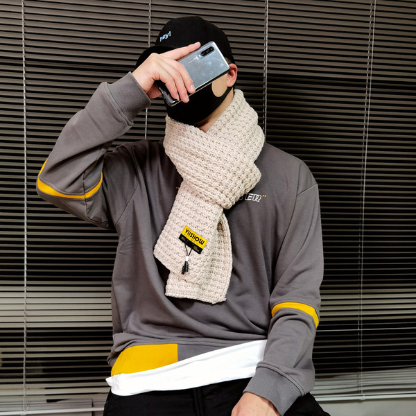 Hétköznapi téli kötött sál három színben, férfiaknak