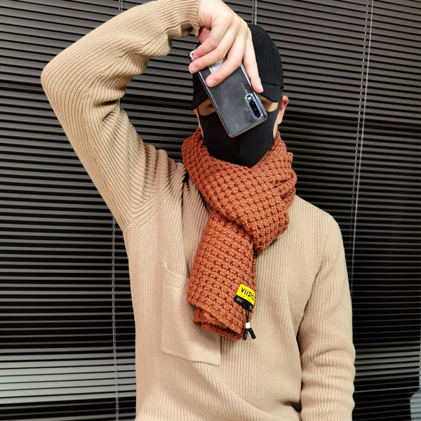 Hétköznapi téli kötött sál három színben, férfiaknak