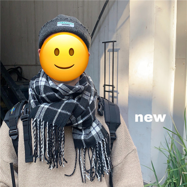 Modern téli meleg férfi sál, rojtokkal