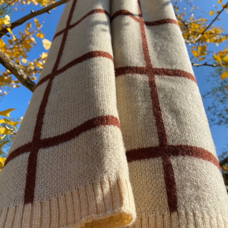 Női téli gyapjú sál férfiaknak, fekete, szürke és barna színben