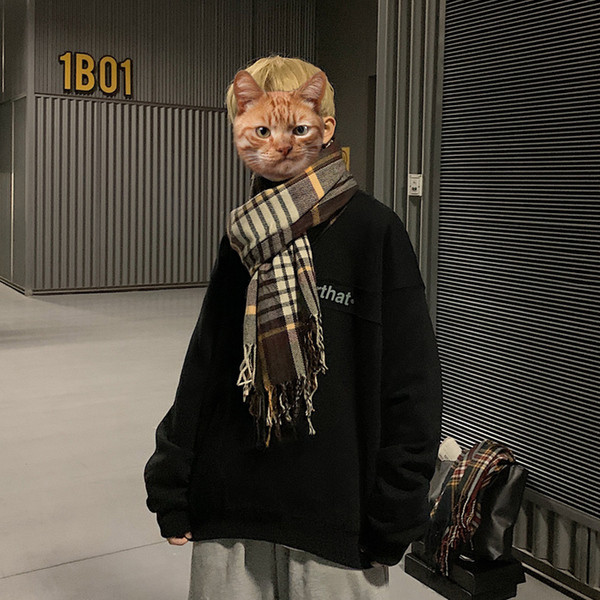 Alkalmi férfi kockás sál, rojtokkal, alkalmas őszre és télre